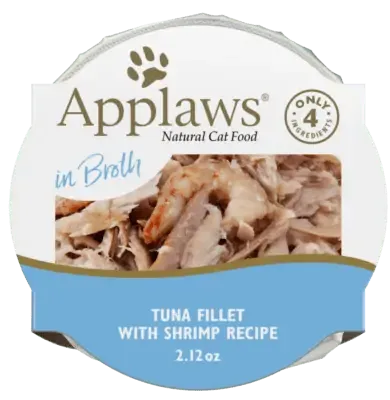 Applaws Natural Wet Cat Food Tuna Fillet with Shrimp in Broth Pot