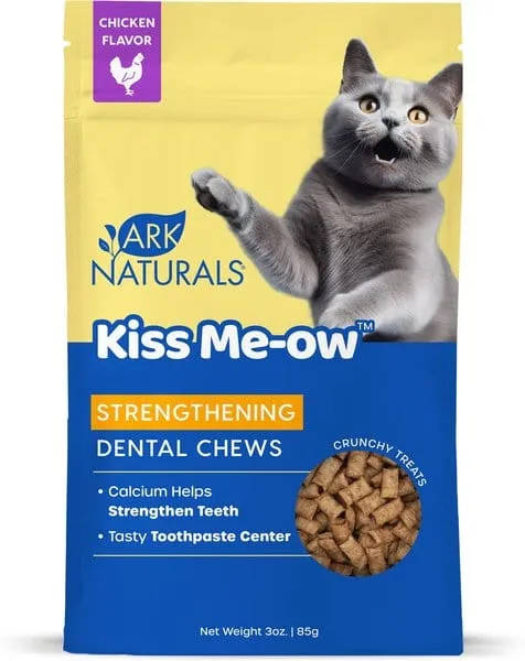 Ark Naturals Kiss Me-Ow Strengthening Chicken Dental Chews Crunchy Cat Treats