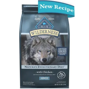 Blue Buffalo Wilderness High Protein Natural Adult Dry Dog Food plus Wholesome Grains, Chicken 4.5 lb. bag