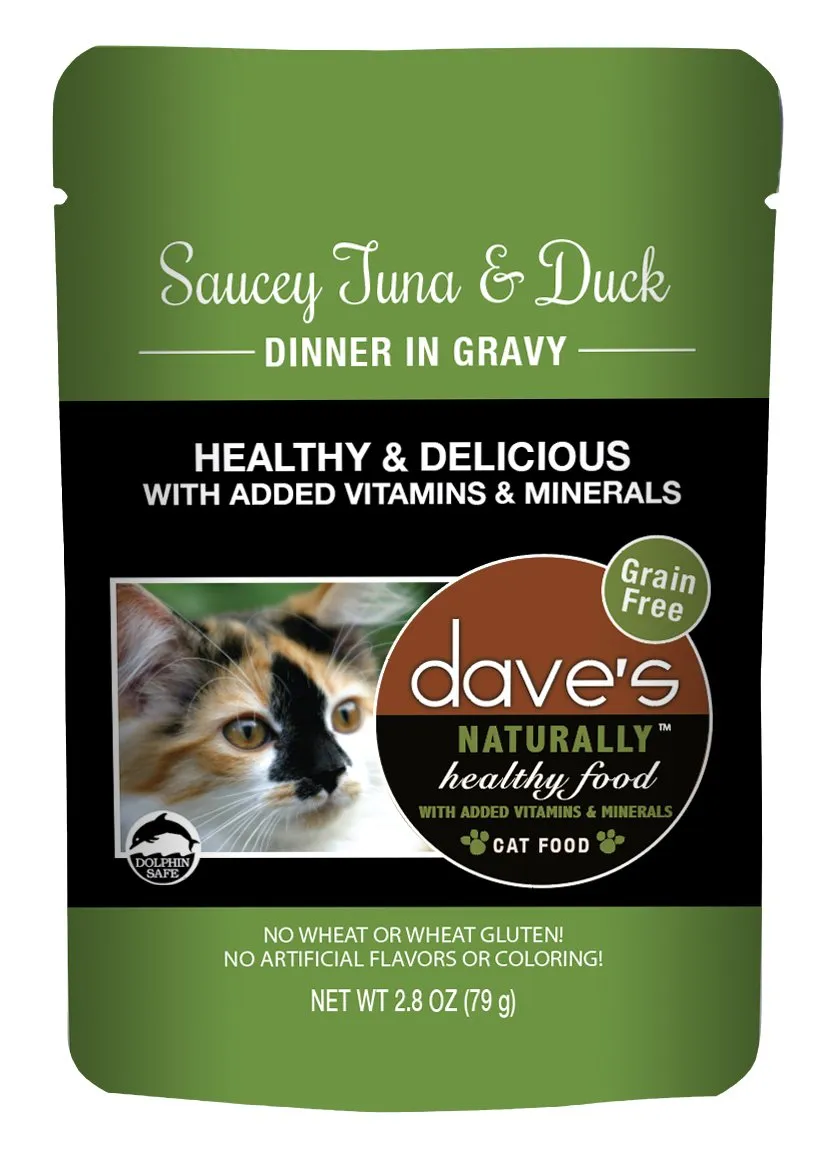 Dave’s Naturally Healthy Saucey Tuna & Duck Dinner in Gravy Cat Food Pouch