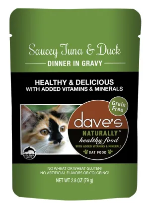 Dave’s Naturally Healthy Saucey Tuna & Duck Dinner in Gravy Cat Food Pouch
