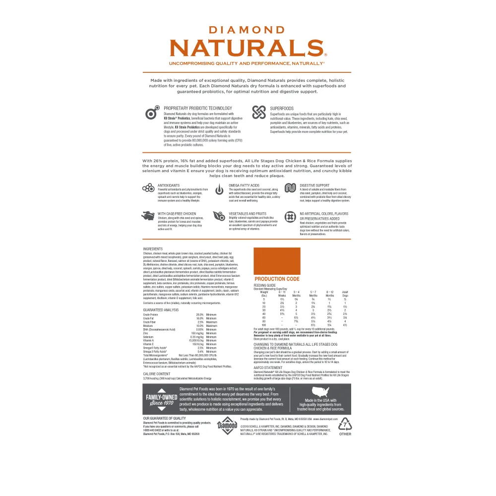 Diamond Naturals Chicken & Rice Formula All Life Stages Dry Dog Food