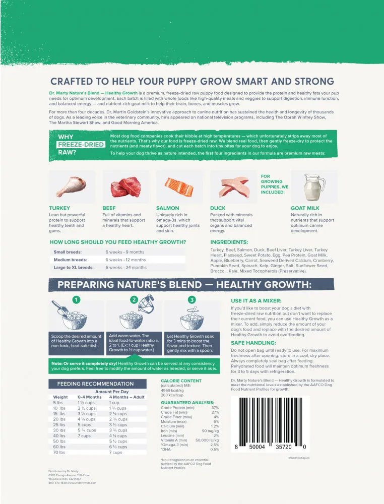 Dr. Marty Nature's Blend for Puppies Freeze Dried Raw Dog Food