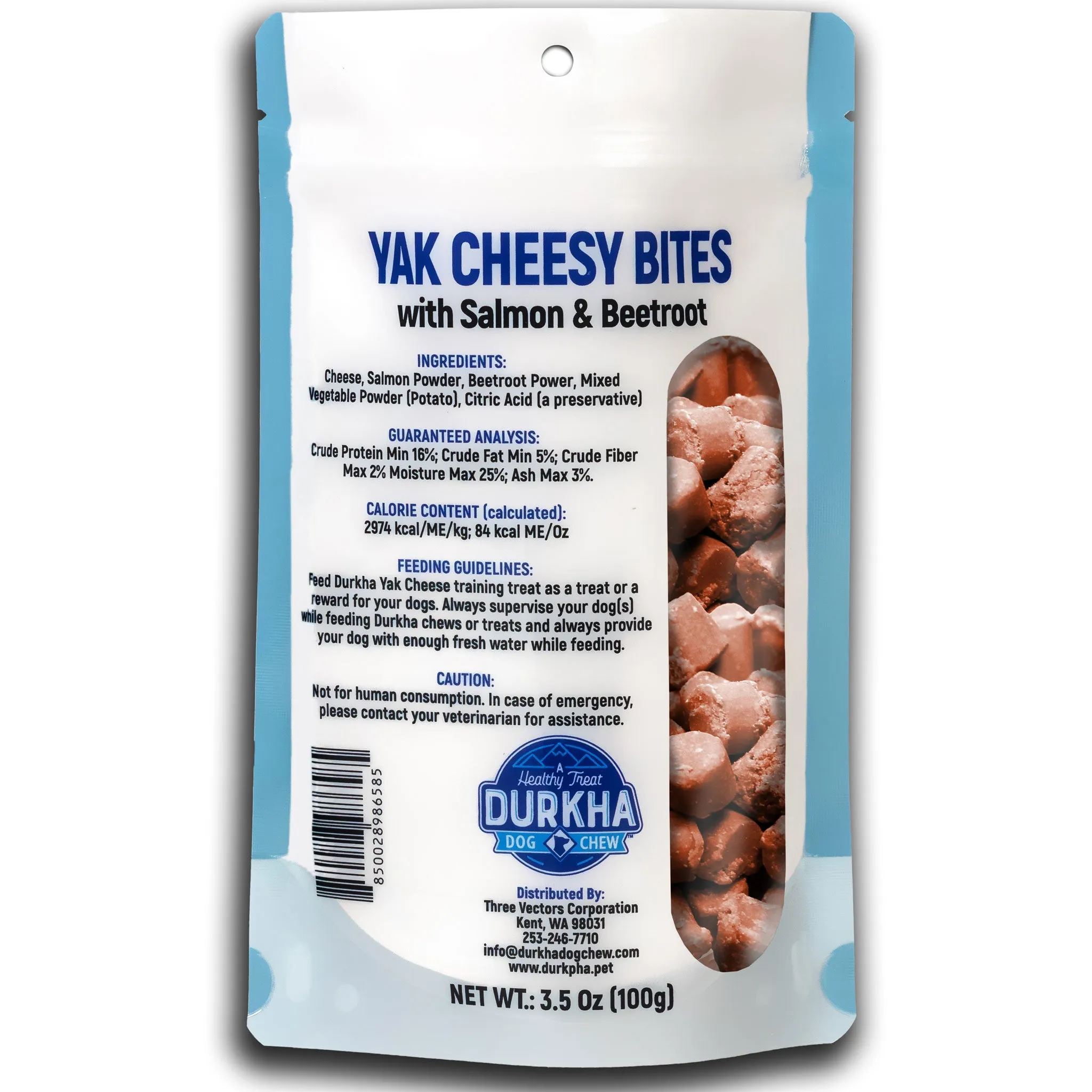 Durkha Pet Products Yak Cheesy Bites Dog Salmon & Beetroot 3.5 oz