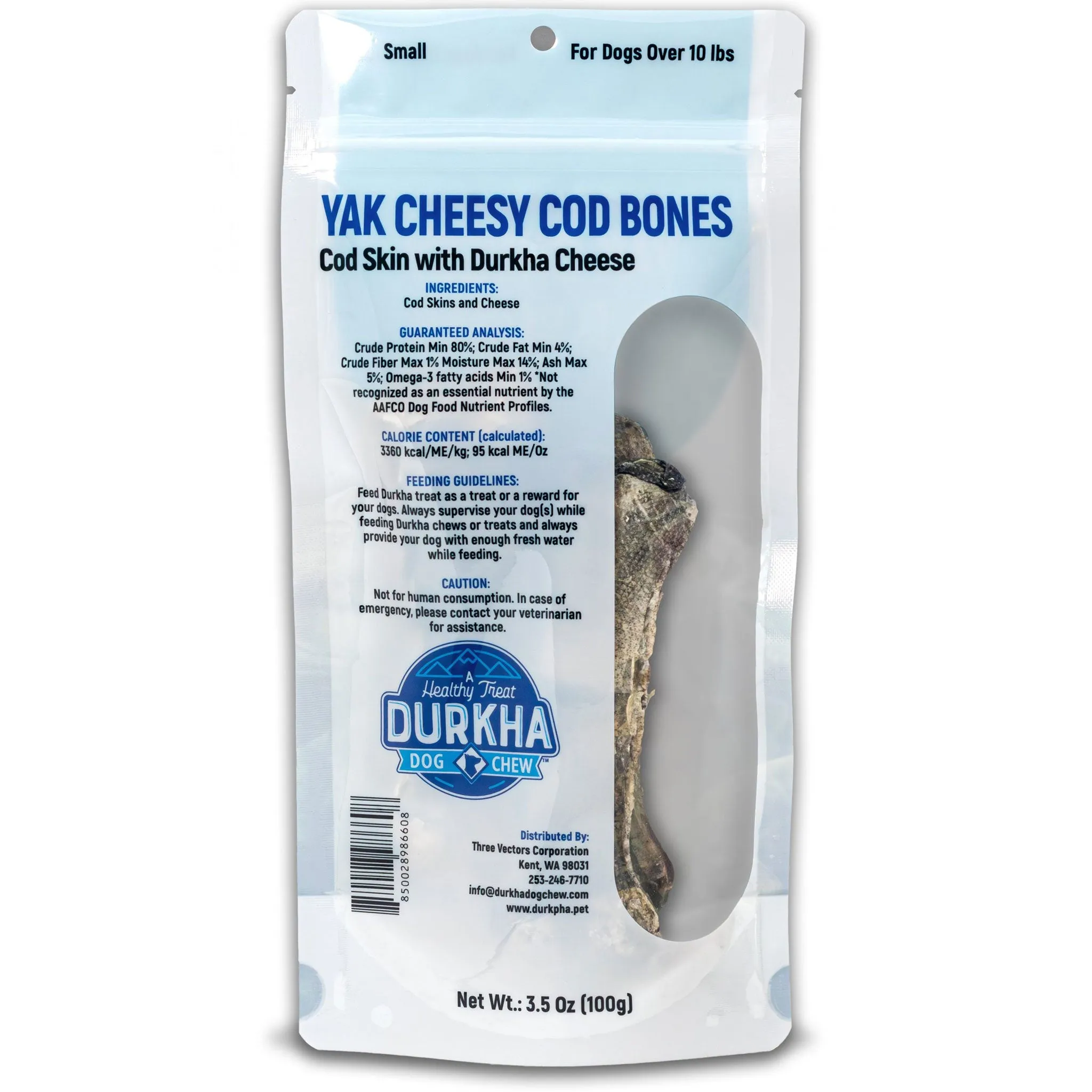 Durkha Pet Products Yak Cheesy Cod Bones Dog 5 in