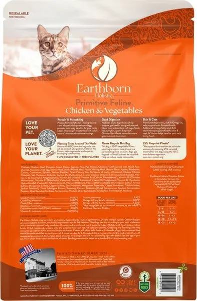 Earthborn Holistic Primitive Feline Grain Free Chicken & Vegetables Natural Cat Food