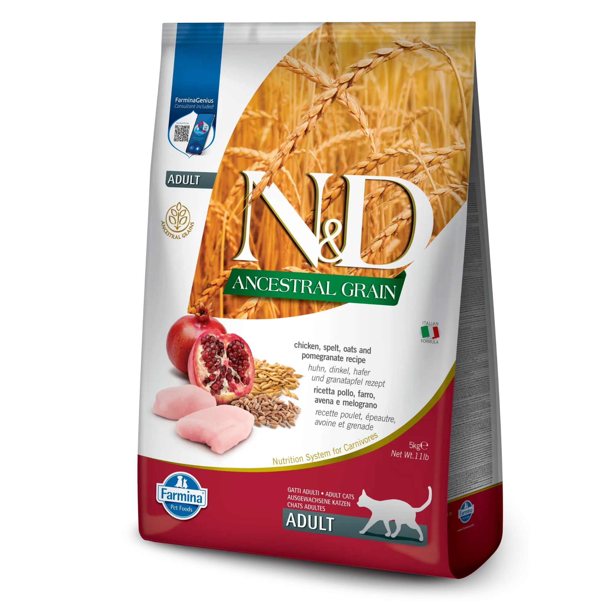 Farmina N&D Ancestral Grain Chicken & Pomegranate Adult Dry Cat Food