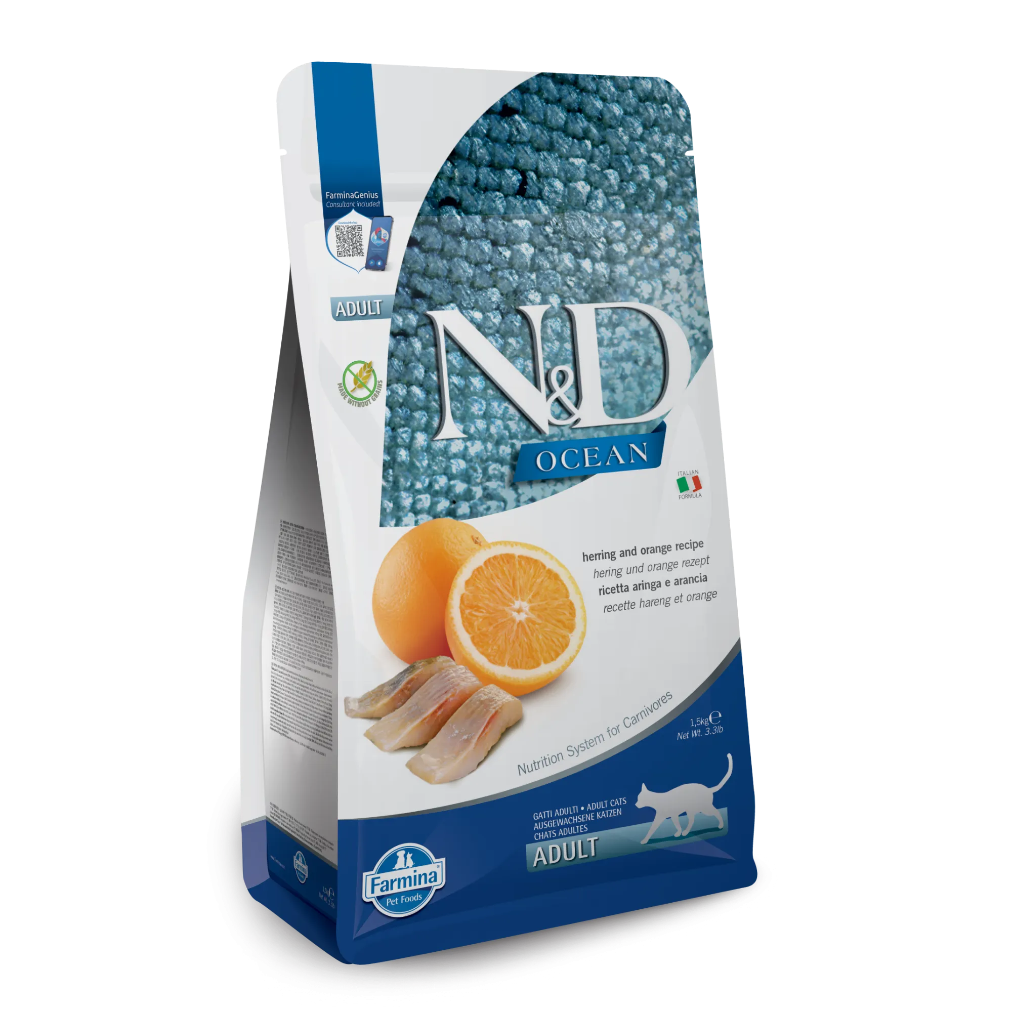 Farmina N&D Ocean Grain Free Herring & Orange Adult Dry Cat Food
