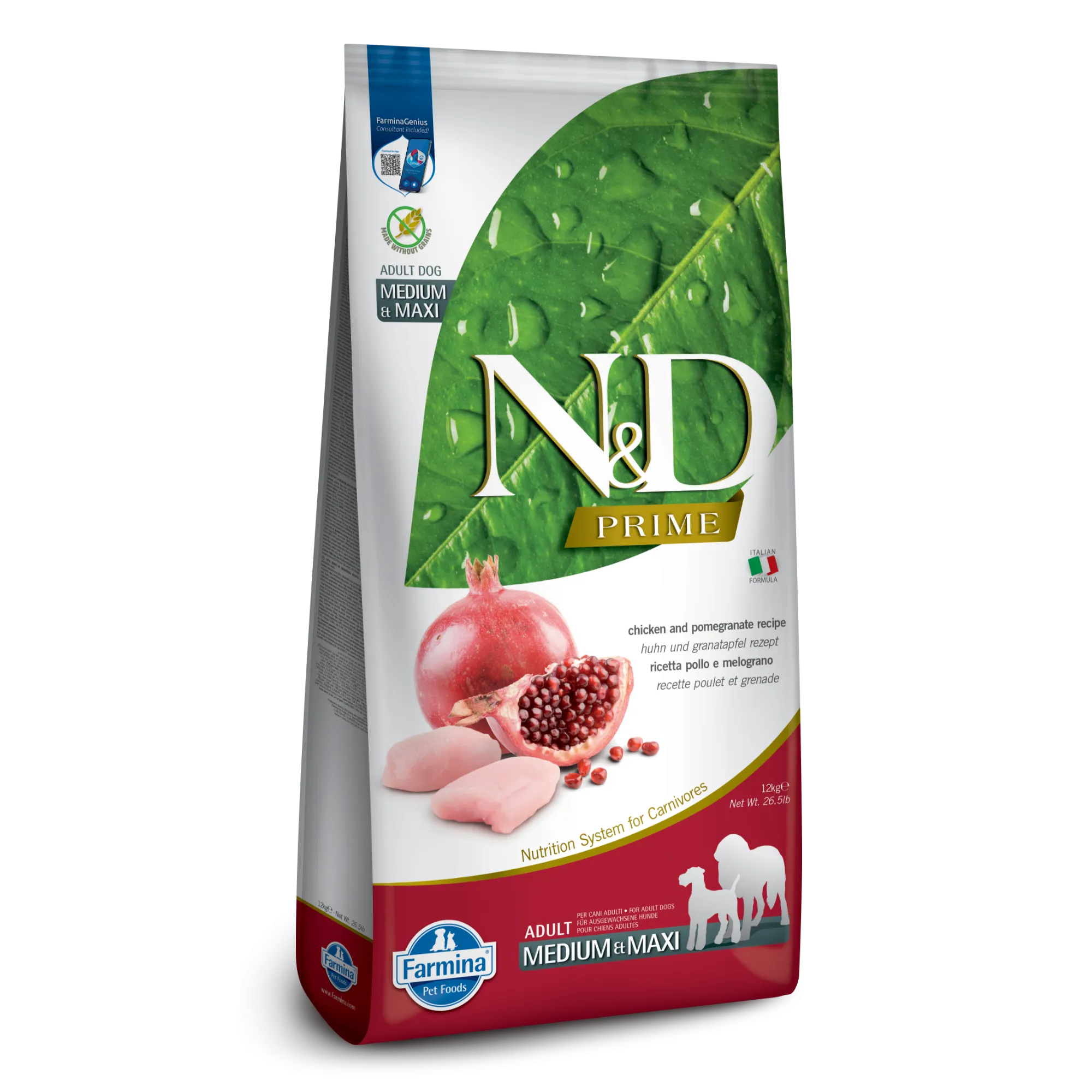 Farmina N&D Prime Grain Free Chicken & Pomegranate Medium & Maxi Adult Dry Dog Food