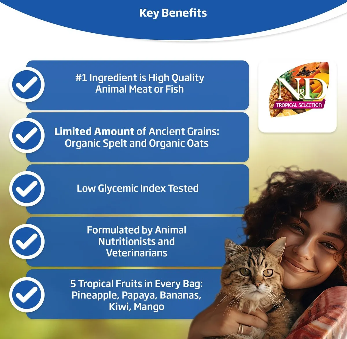 Farmina N&D Tropical Selection Chicken, Spelt, Oats & Tropical Fruits Neutered Adult Dry Cat Food