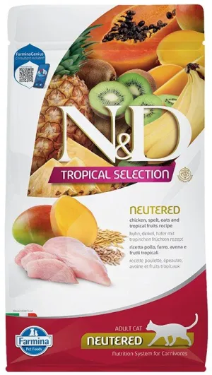 Farmina N&D Tropical Selection Chicken, Spelt, Oats & Tropical Fruits Neutered Adult Dry Cat Food