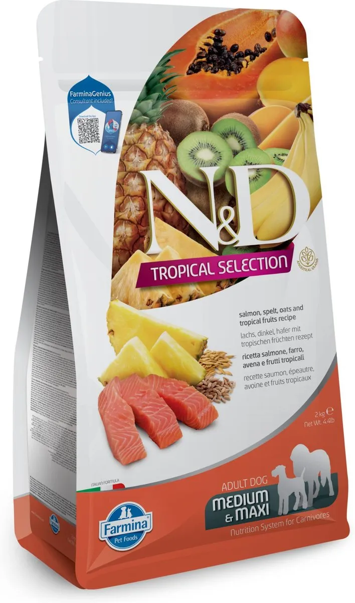 Farmina N&D Tropical Selection Salmon, Spelt, Oats & Tropical Fruits Medium & Maxi Adult Dry Dog Food