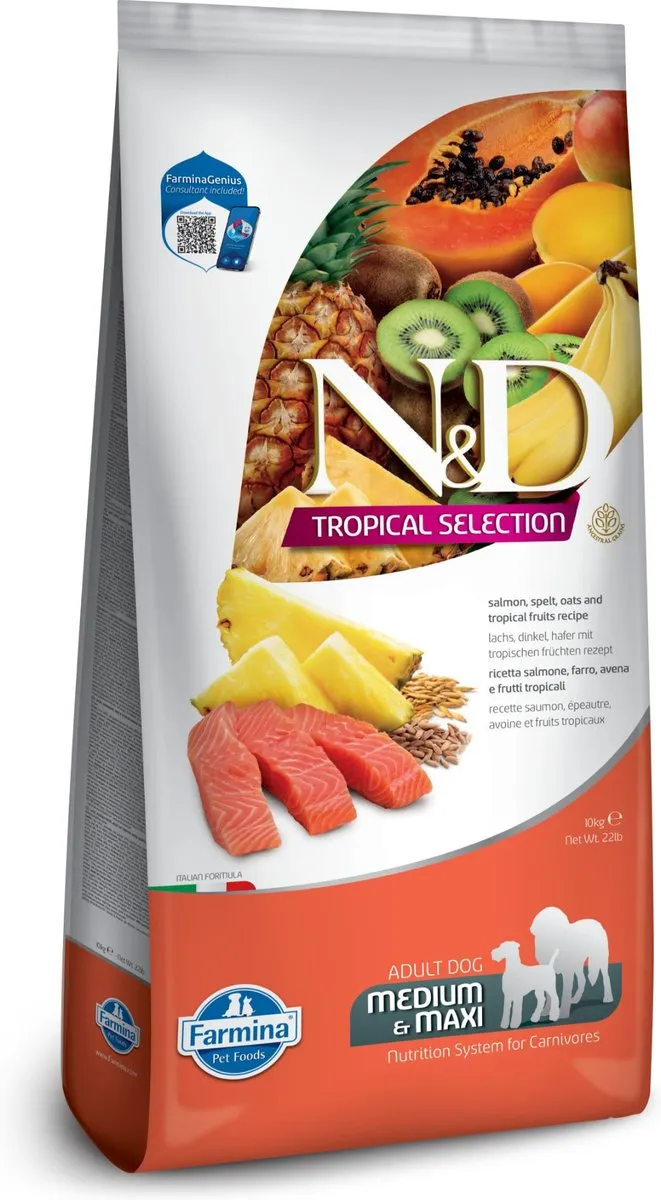 Farmina N&D Tropical Selection Salmon, Spelt, Oats & Tropical Fruits Medium & Maxi Adult Dry Dog Food