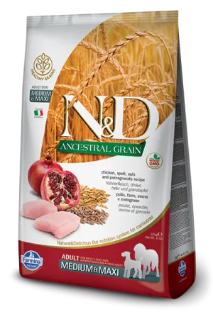 Farmina Natural & Delicious Ancestral Grain Chicken & Pomegranate Medium & Maxi Dry Dog Food