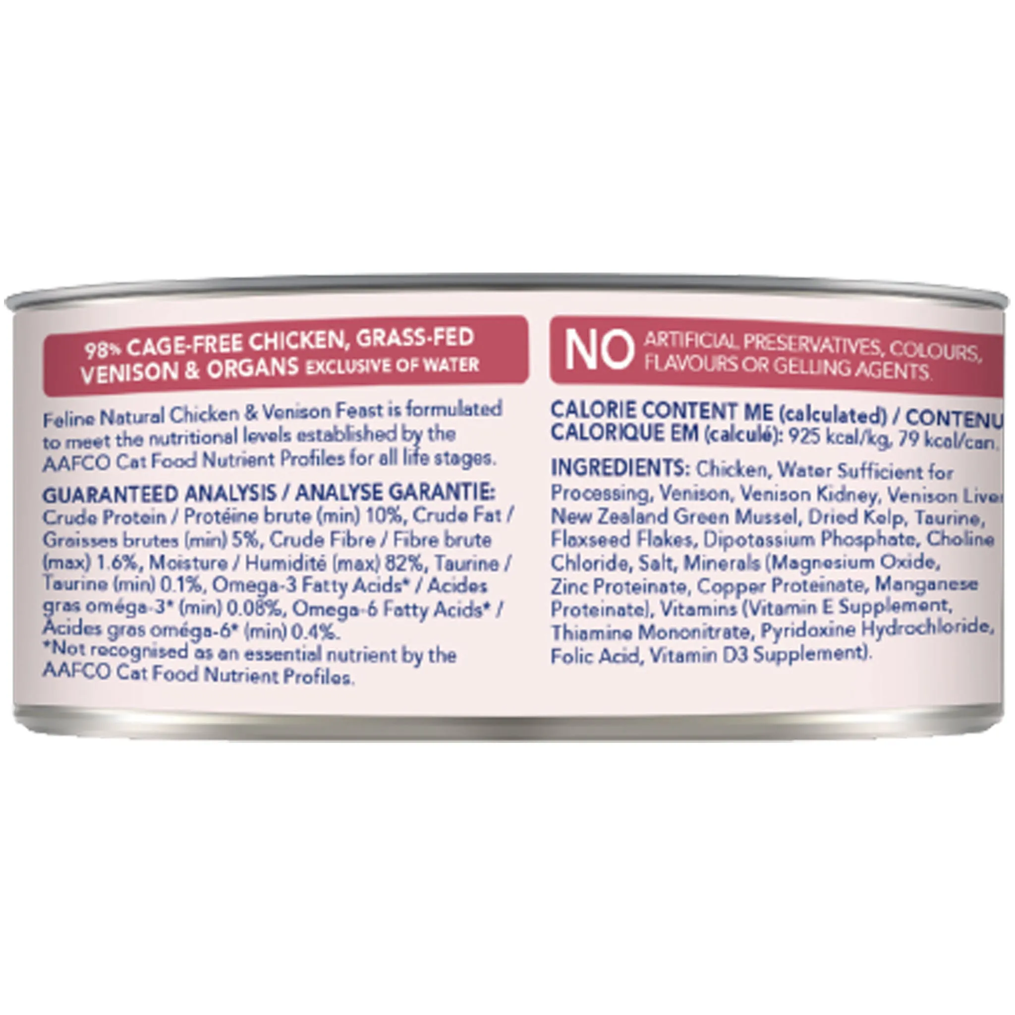 Feline Natural Canned Chicken & Venison Cat Food