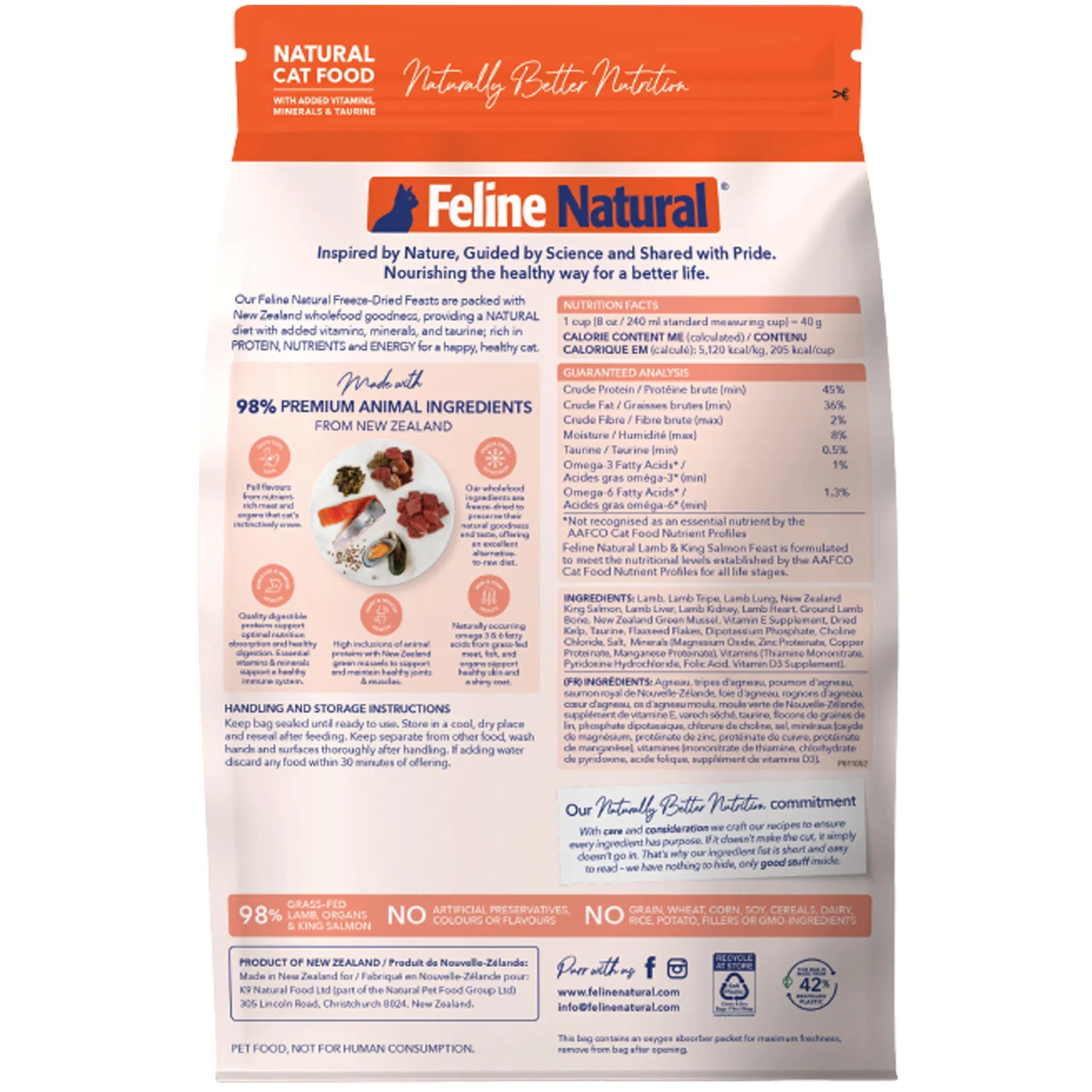 Feline Natural Freeze-Dried Cat Lamb & Salmon