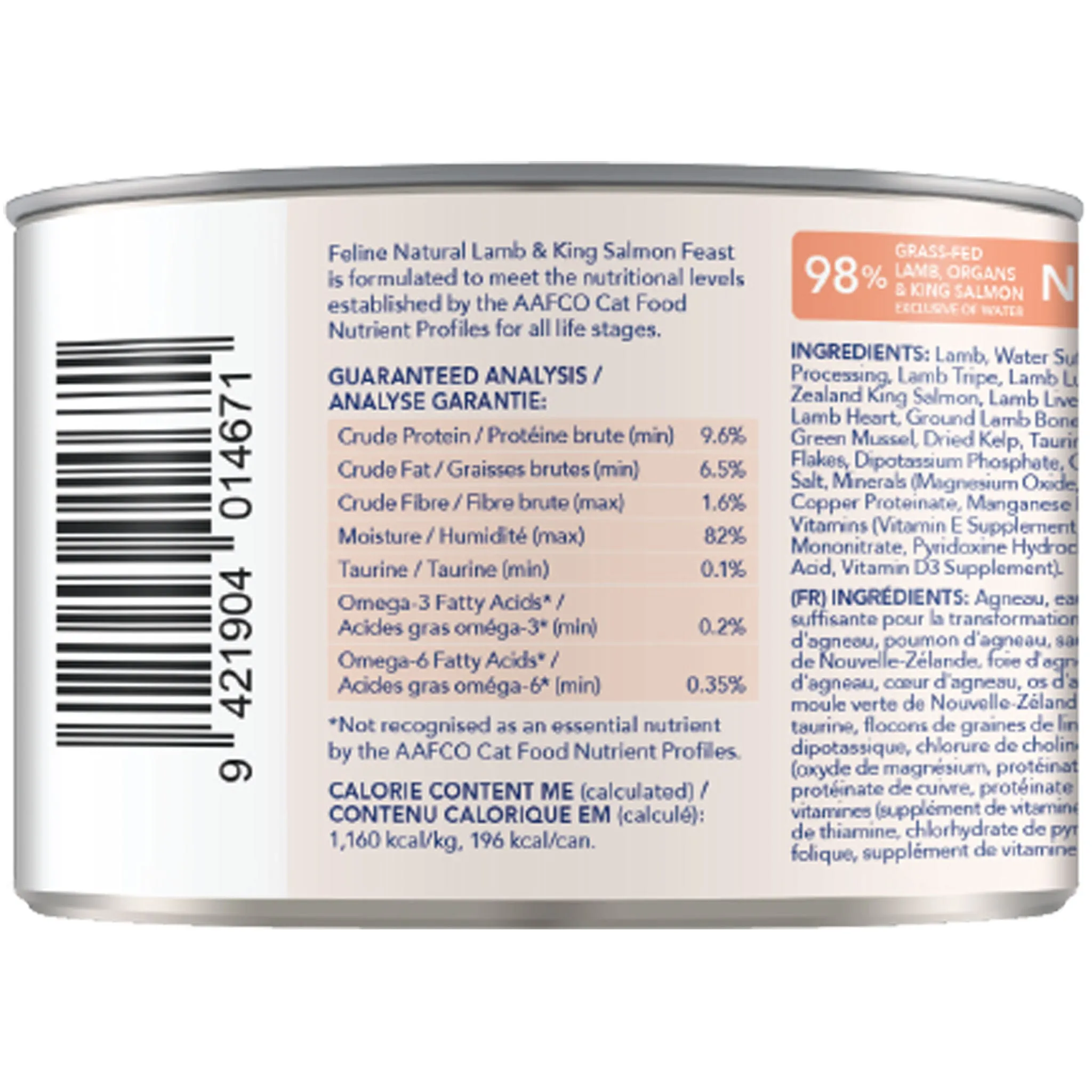 Feline Natural Lamb & Salmon Canned Cat Food