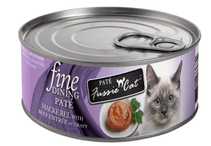 Fussie Cat Fine Dining Pate Mackerel with Beef Entree Wet Cat Food, 2.82oz