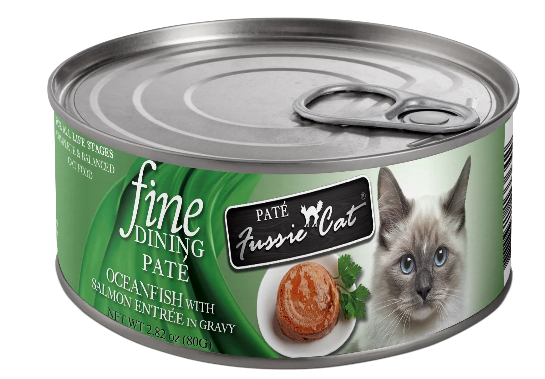 Fussie Cat Fine Dining Pate Oceanfish with Salmon Entree Wet Cat Food, 2.82oz