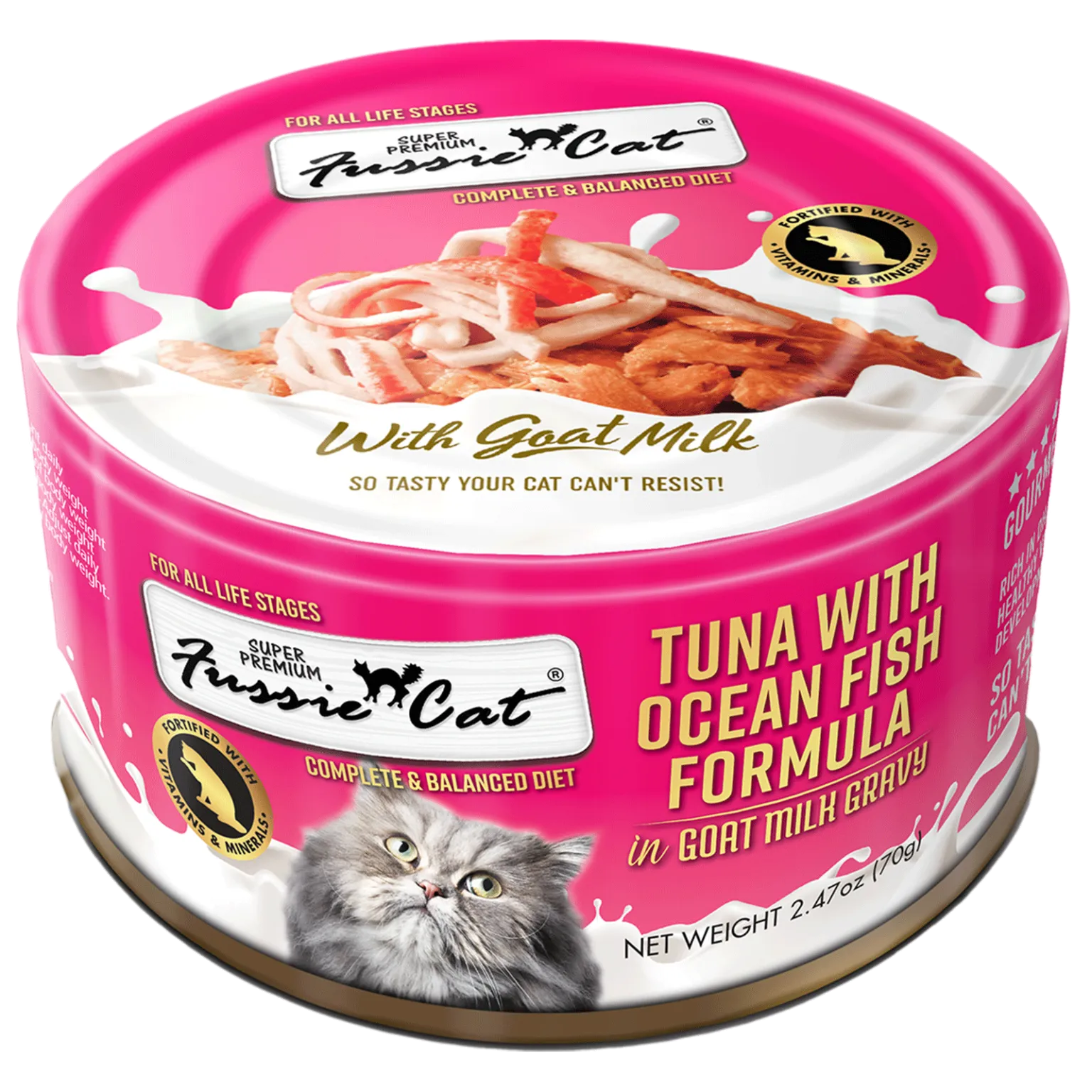 Fussie Cat Tuna with Oceanfish Formula in Goat Milk Gravy Canned Food