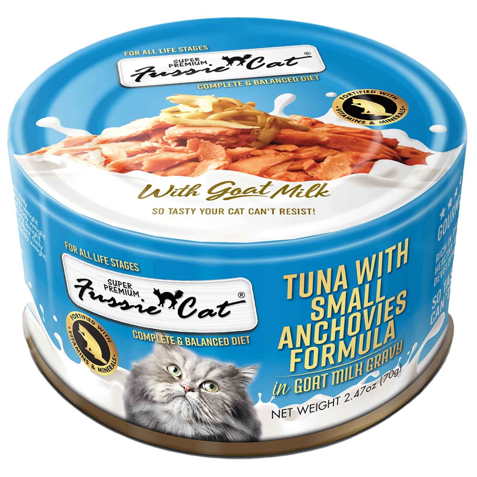 Fussie Cat Tuna with Small Anchovies Formula in Goat Milk Gravy