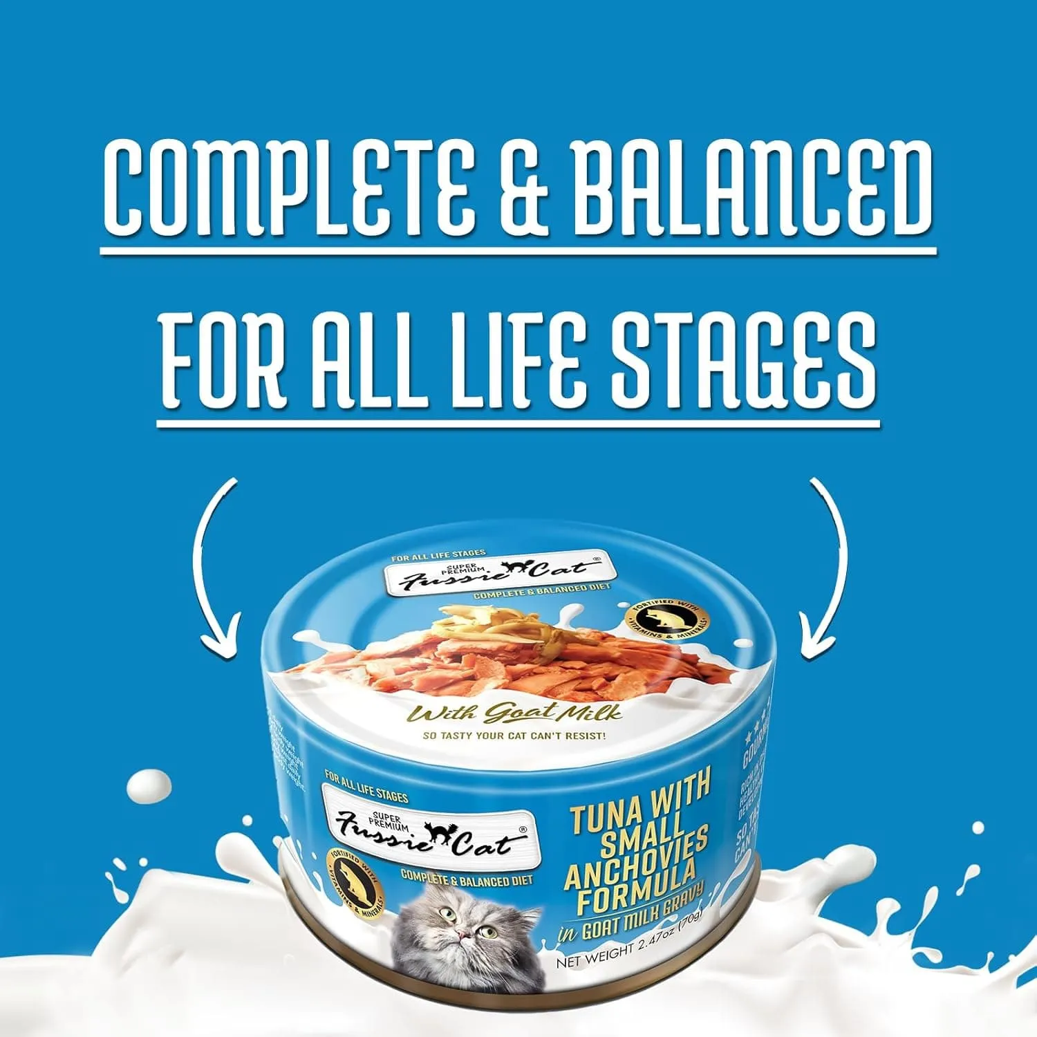 Fussie Cat Tuna with Small Anchovies in Goat Milk Gravy Shredded Canned Cat Food