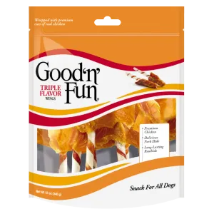 Good N Fun Triple Flavor Wings Dog Treat 12oz