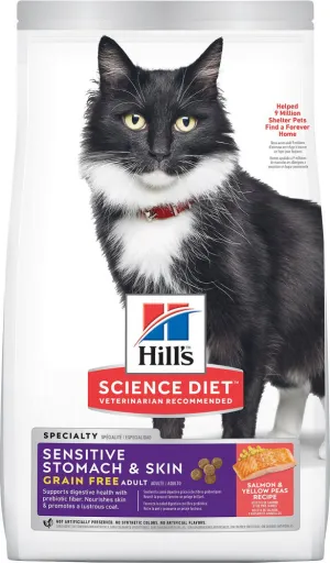 Hill's Science Diet Adult Sensitive Stomach & Skin Grain Free Tender Salmon & Yellow Pea Dry Cat Food