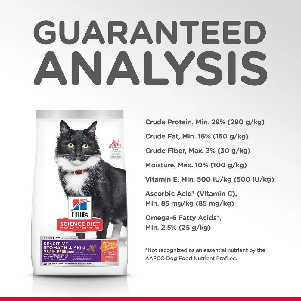 Hill's Science Diet Adult Sensitive Stomach & Skin Grain Free Tender Salmon & Yellow Pea Dry Cat Food