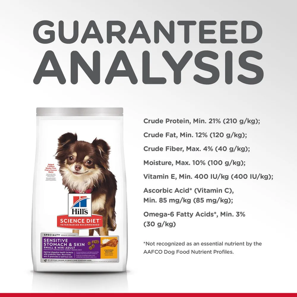 Hill's Science Diet Adult Sensitive Stomach & Skin Small & Mini Breed Chicken Recipe Dry Dry Dog Food
