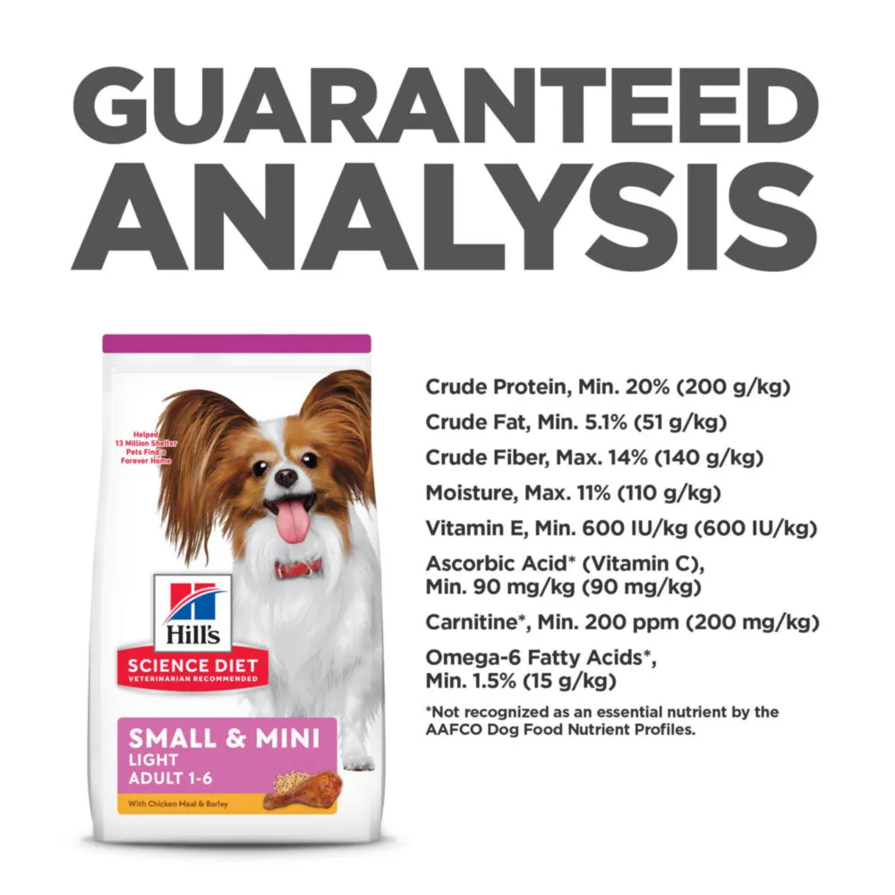 Hill's Science Diet Small Paws Adult Light Chicken Meal & Barley Recipe Dry Dog Food