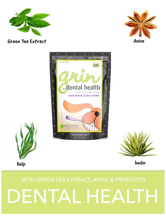 InClover Grin Dental Health Soft Chews Supplement for Dogs