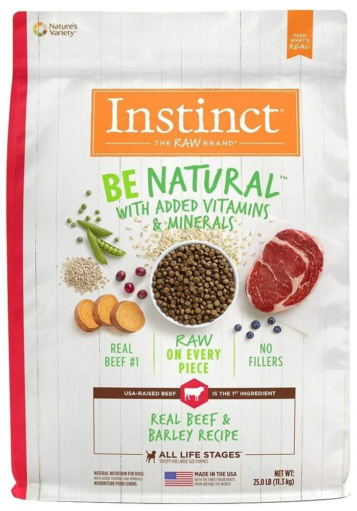 Instinct Be Natural Beef & Barley Recipe Freeze-Dried Raw Coated Kibble Dry Dog Food