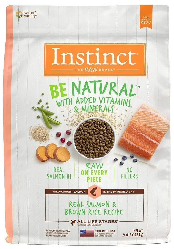 Instinct Be Natural Salmon & Brown Rice Recipe Freeze-Dried Raw Coated Kibble Dry Dog Food