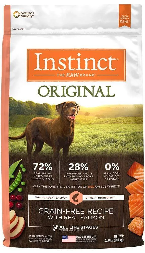 Instinct Original Grain Free Recipe with Real Salmon Natural Kibble Coated Freeze-Dried Raw Dry Dog Food