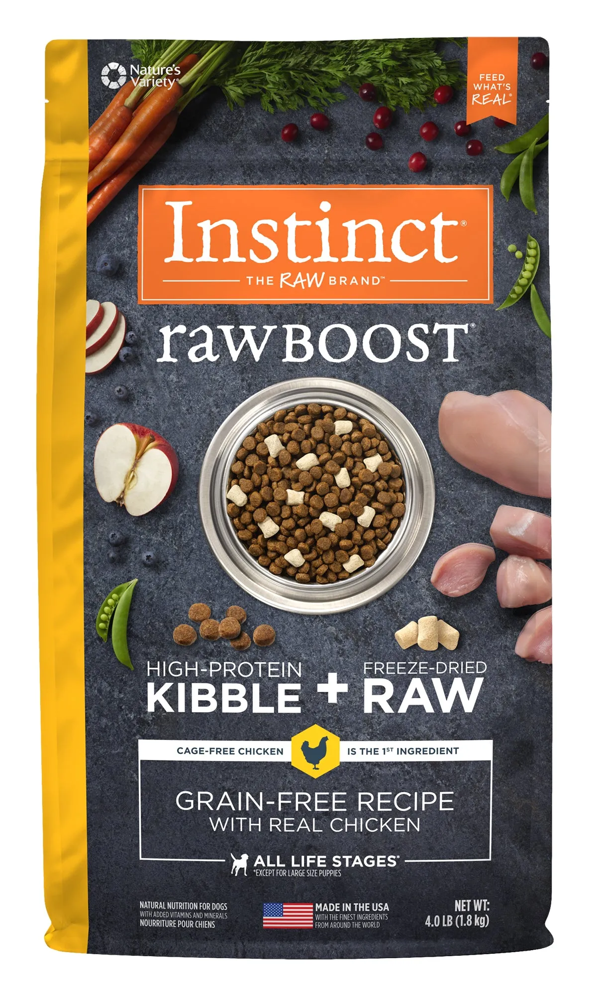 Instinct Raw Boost Grain Free Recipe with Real Chicken Natural Freeze-Dried Raw   Kibble Dry Dog Food