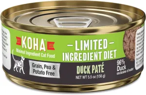 KOHA Grain & Potato Free Special Diet:Limited Ingredient Diet Duck Pate Single Canned Cat Food