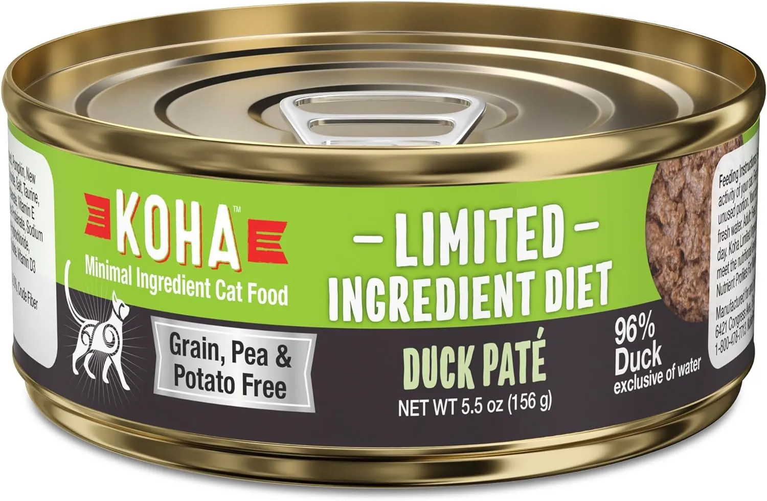 KOHA Grain & Potato Free Special Diet:Limited Ingredient Diet Duck Pate Single Canned Cat Food
