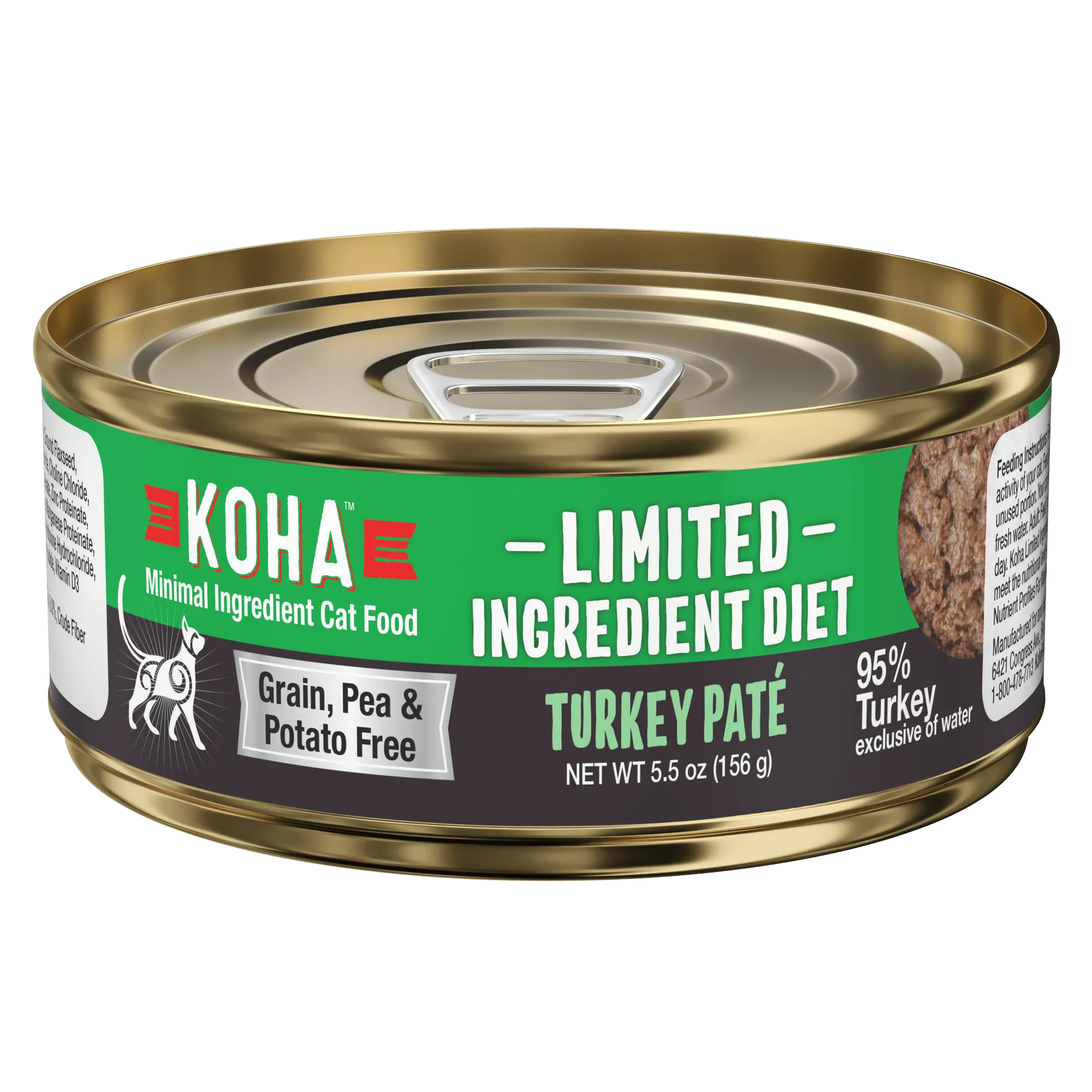 KOHA Grain & Potato Free Special Diet:Limited Ingredient Diet Turkey Pate Single Canned Cat Food