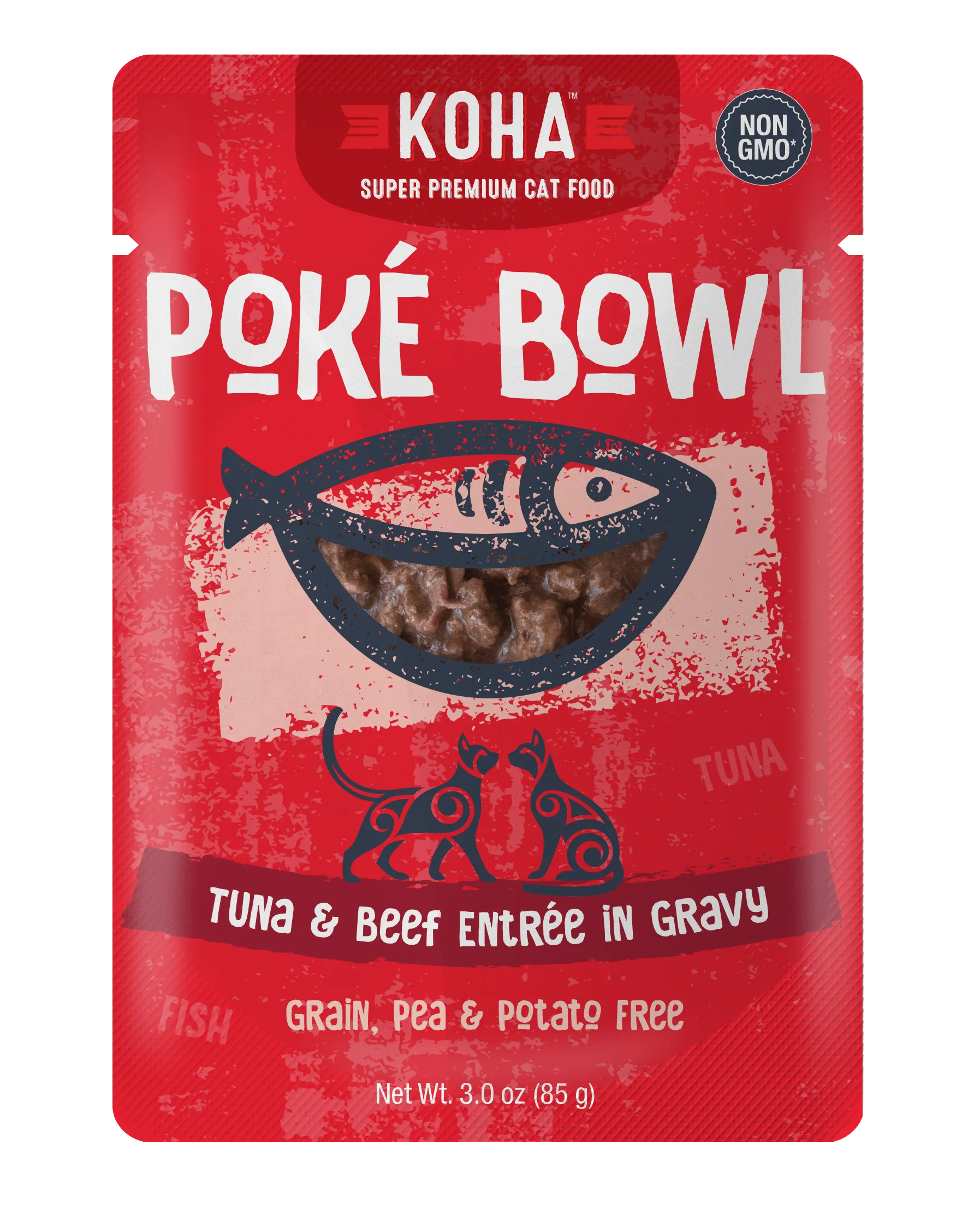 Koha Poké Bowl Tuna & Beef Entrée in Gravy Wet Cat Food Pouch