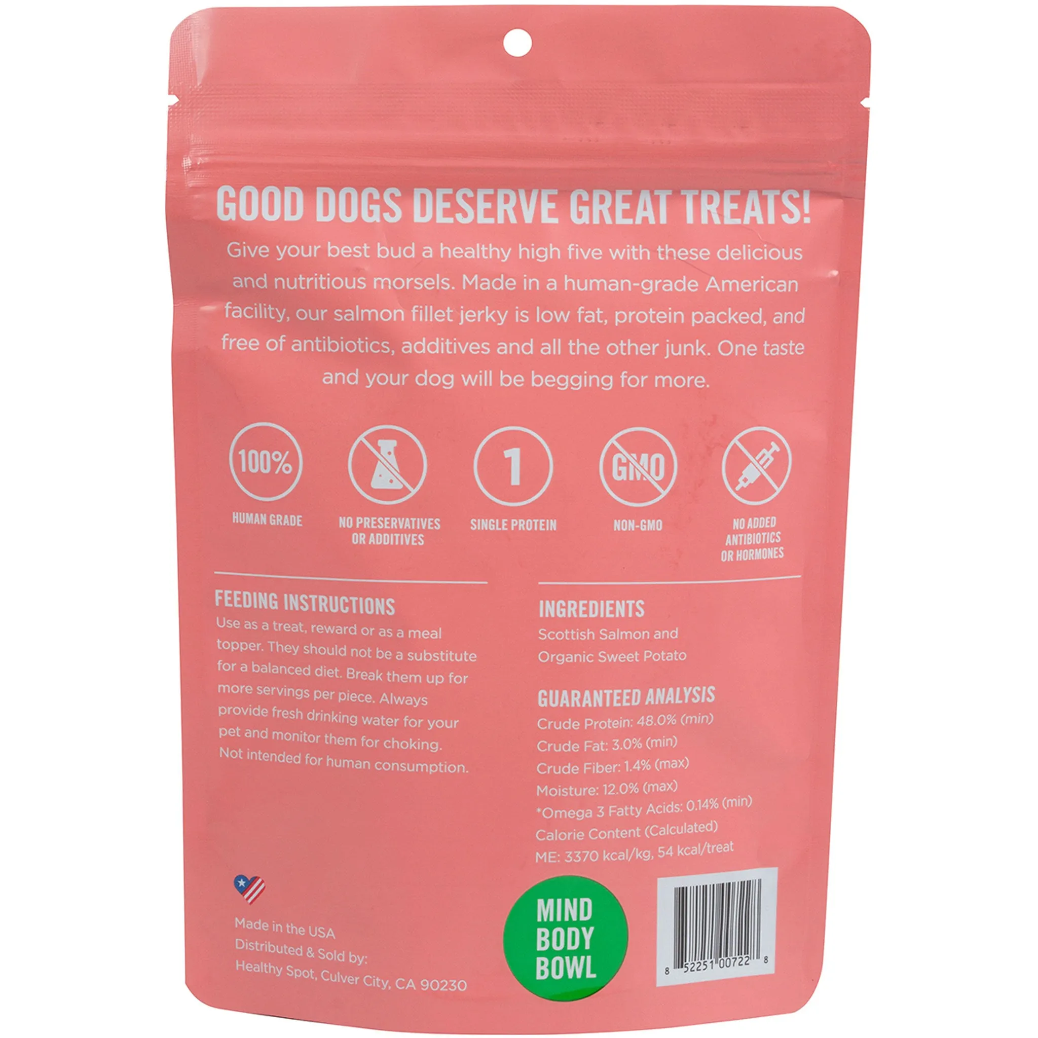 MIND BODY BOWL Smoked Salmon Jerky Dog Treats - 3oz