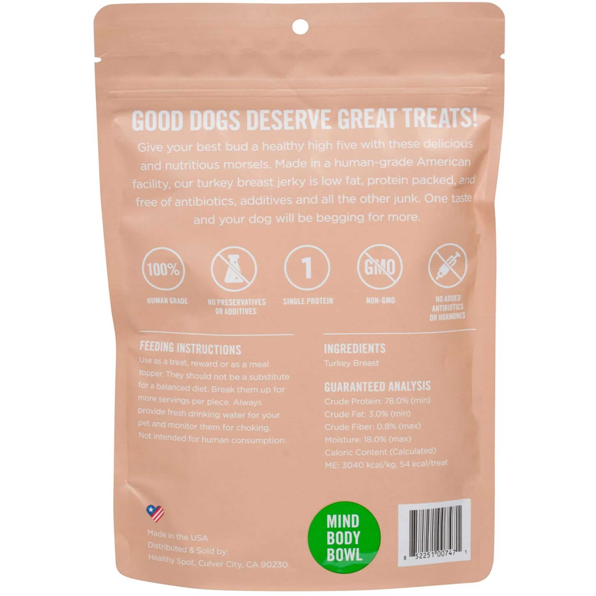 MIND BODY BOWL Smoked Turkey Jerky Dog Treats - 3oz