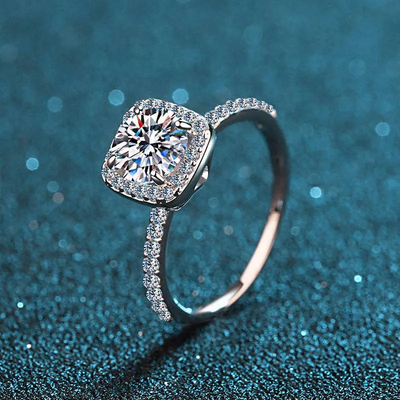 Moissanite Cushion Cut Halo