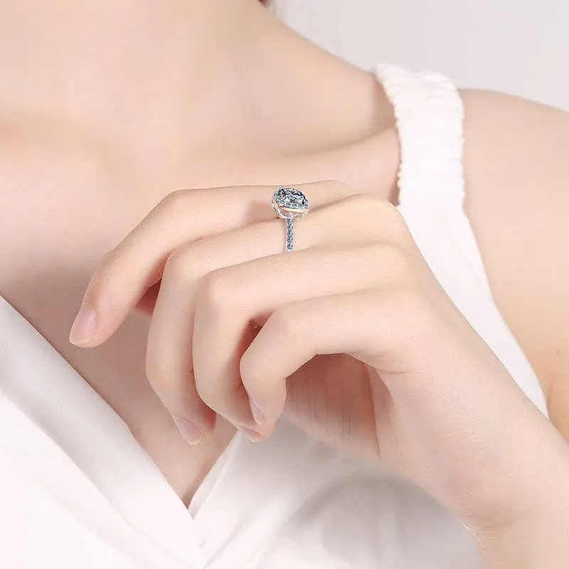 Moissanite Cushion Cut Halo