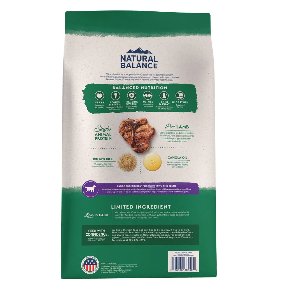 Natural Balance L.I.D. Limited Ingredient Diet Lamb & Brown Rice Large Breed Bites Dry Dog Food
