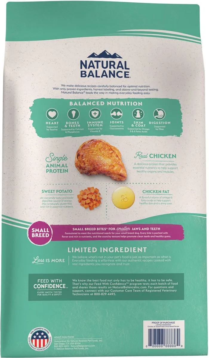 Natural Balance L.I.D. Limited Ingredient Diets Grain Free Adult Sweet Potato & Chicken Small Breed Bites Dry Dog Food