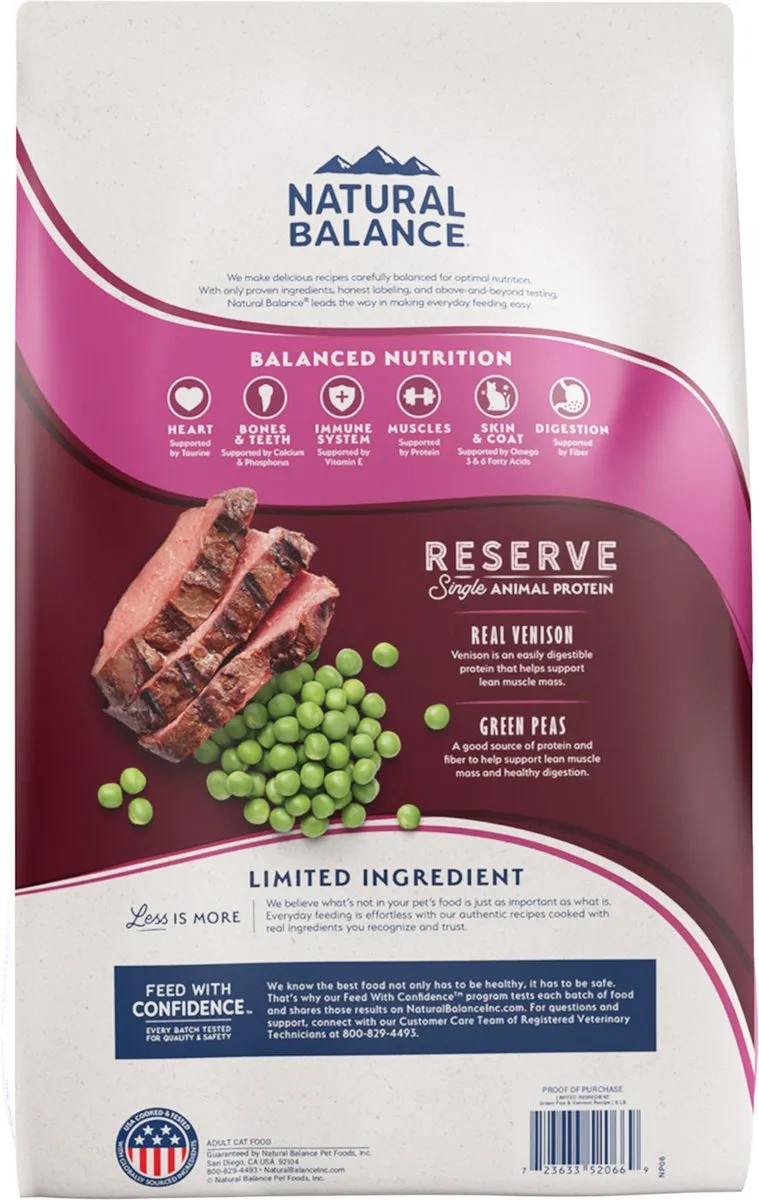 Natural Balance L.I.D. Limited Ingredient Diets Green Pea & Venison Grain-Free Dry Cat Food