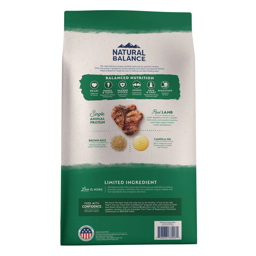 Natural Balance L.I.D. Limited Ingredient Diets Lamb & Brown Rice Formula Dry Dog Food