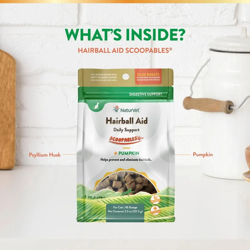 NaturVet Hairball Aid Plus Pumpkin Daily Support Scoopables for Cats