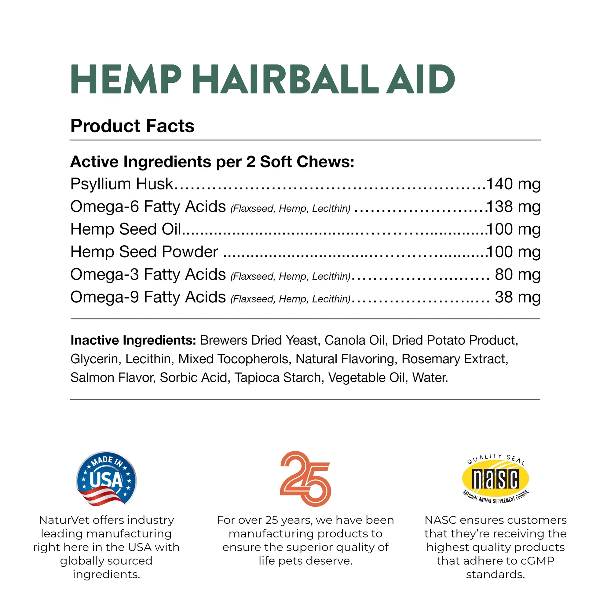 NaturVet Hemp Hairball Aid Cat Soft Chew